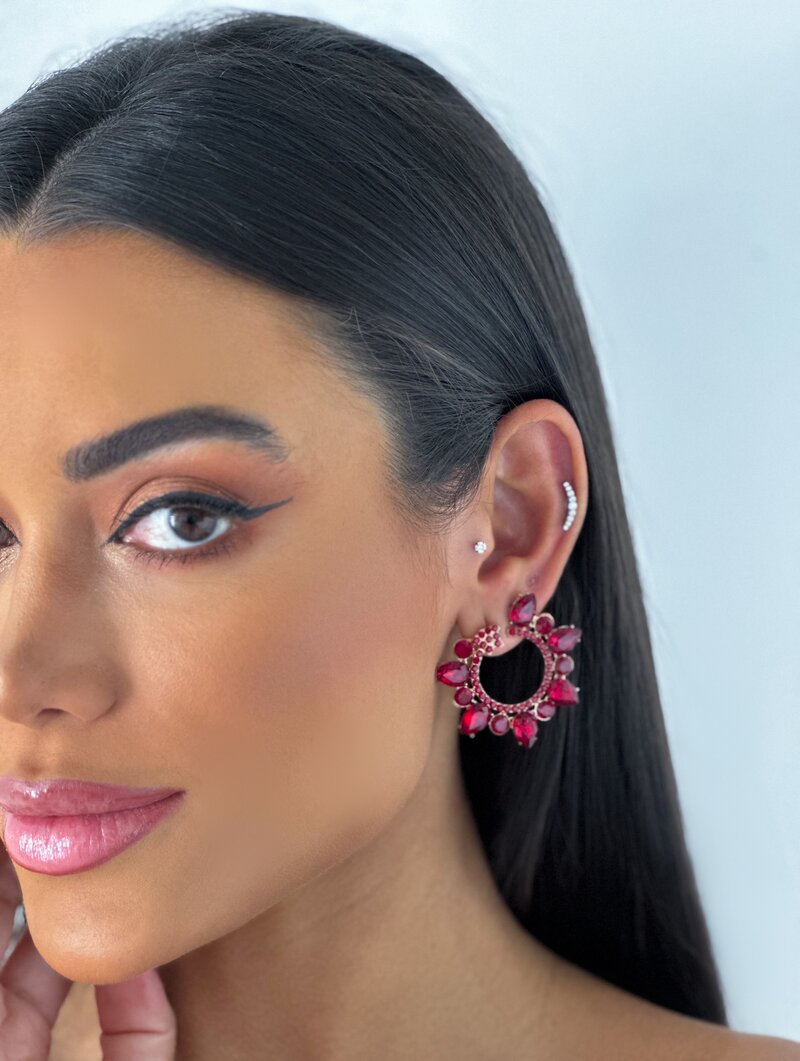 Brinco Folheado a Ouro 18k e Prata Argola com Pedraria