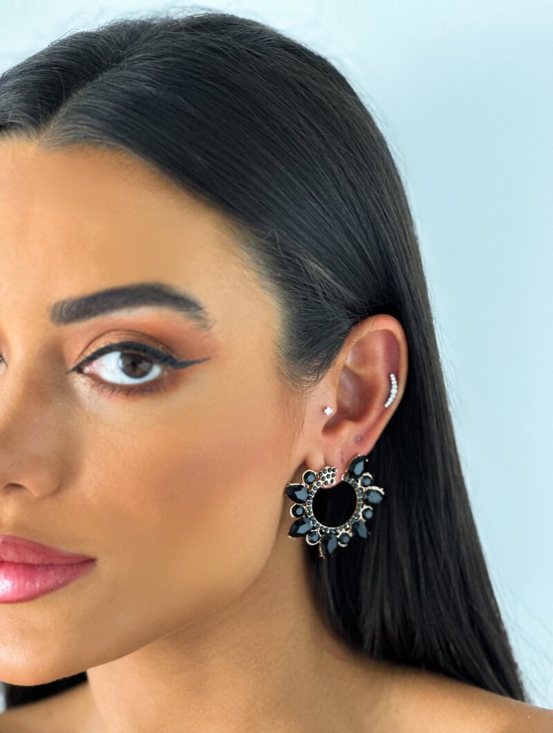 Brinco Folheado a Ouro 18k e Prata Argola com Pedraria