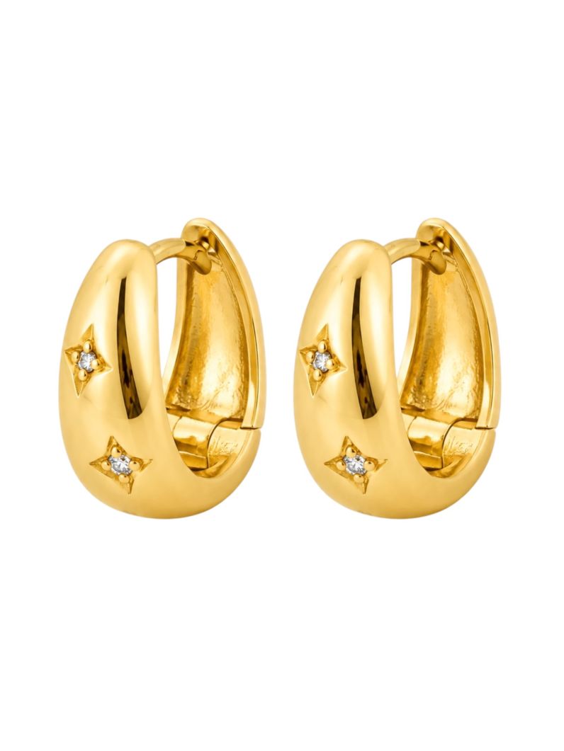Brinco Folheado a Ouro 18k e Prata Argola com Pontos de Luz