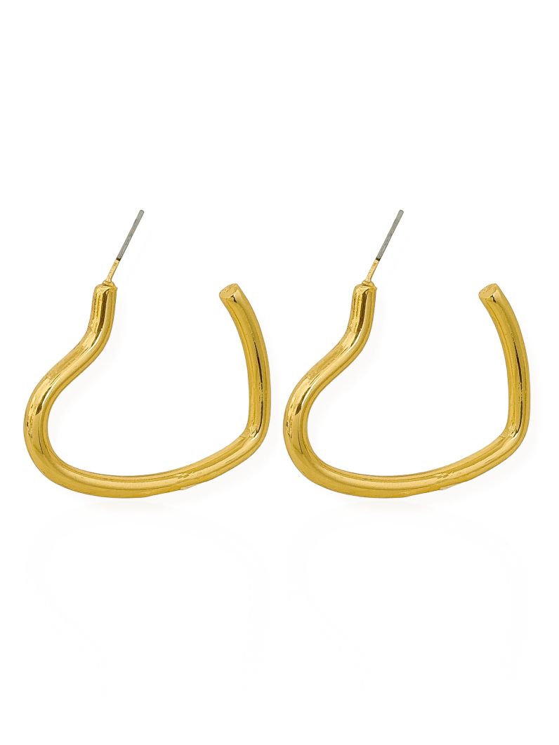 Brinco Folheado a Ouro 18k e Prata Argola Coração