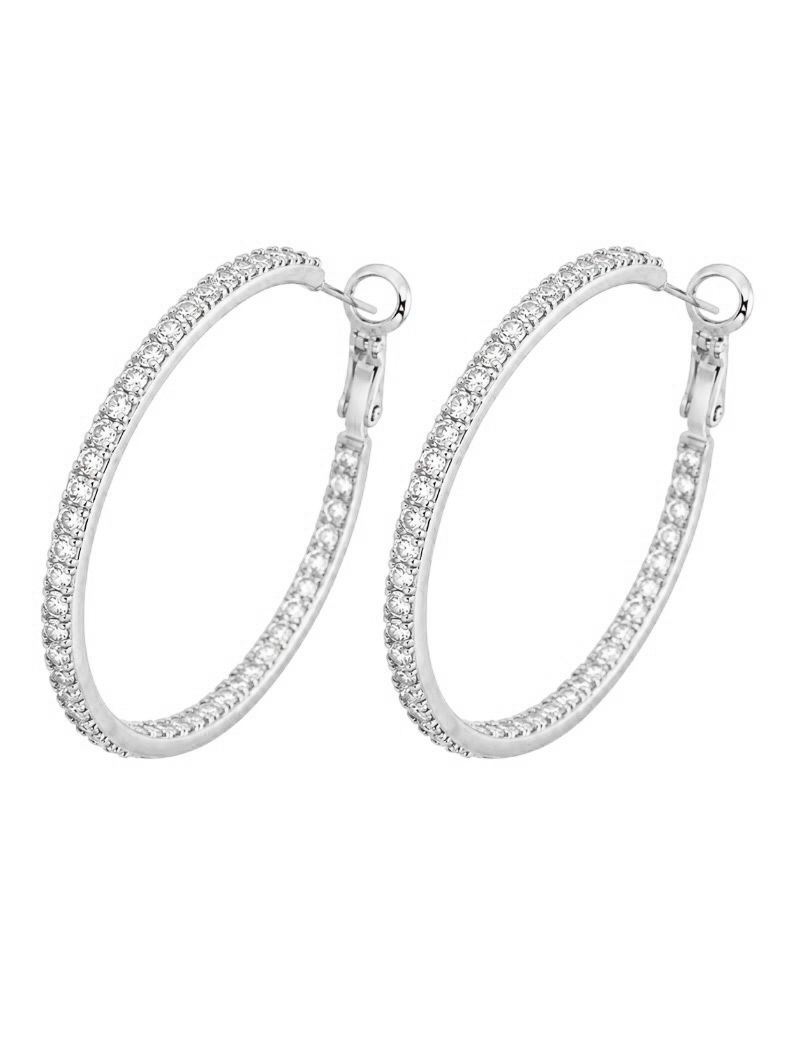 Brinco Folheado a Ouro 18k e Prata Argola Cravejada