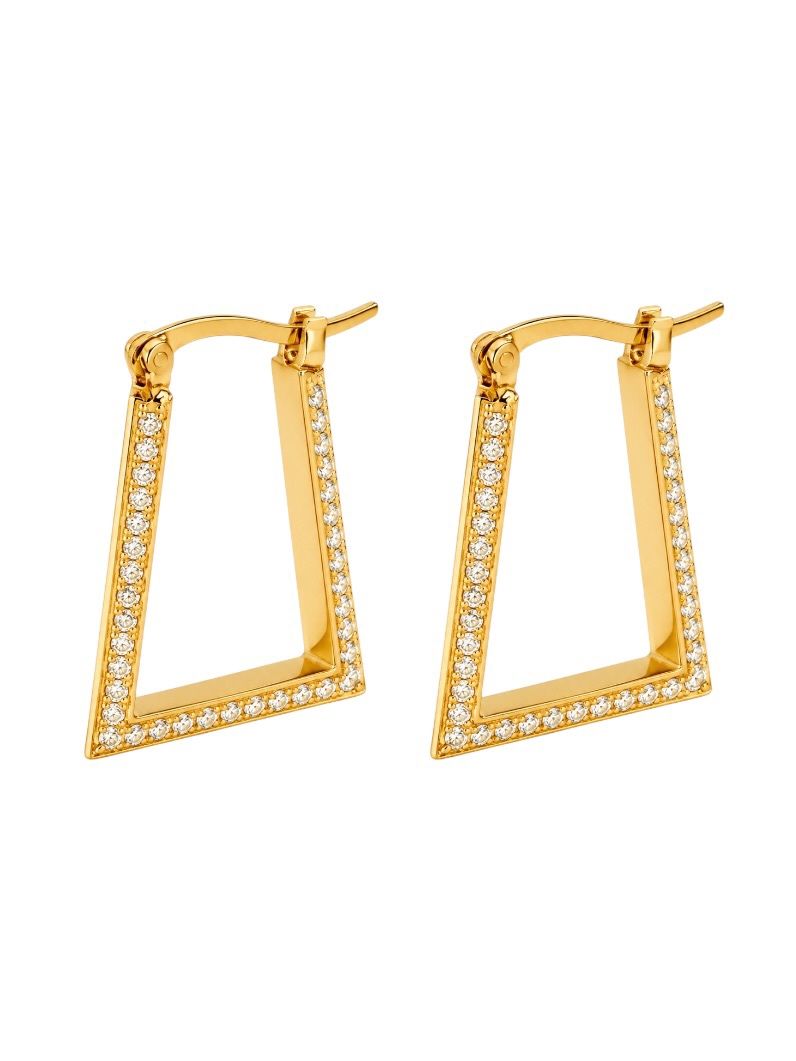 Brinco Folheado a Ouro 18k e Prata Argola Cravejada Quadrada