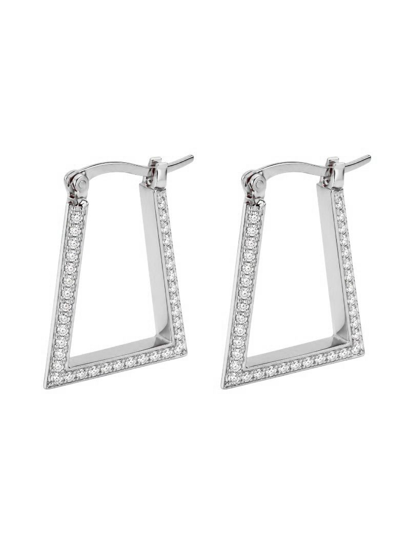 Brinco Folheado a Ouro 18k e Prata Argola Cravejada Quadrada