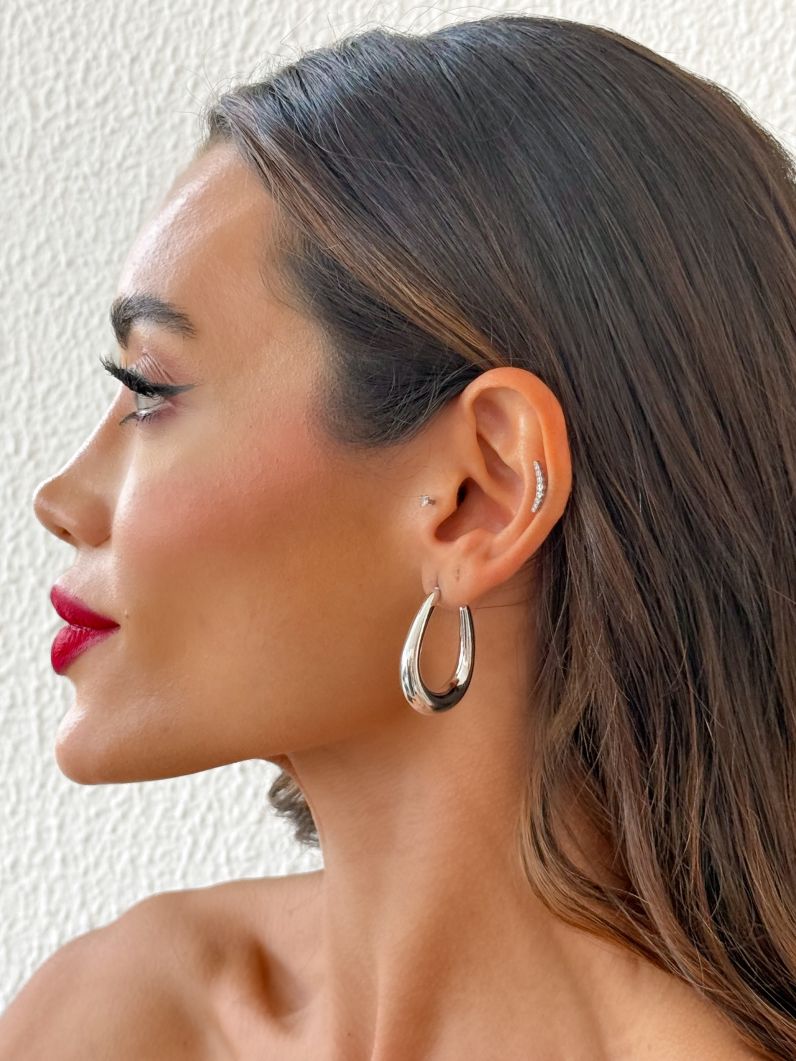 Brinco Folheado a Ouro 18k e Prata Argola Design Anzol