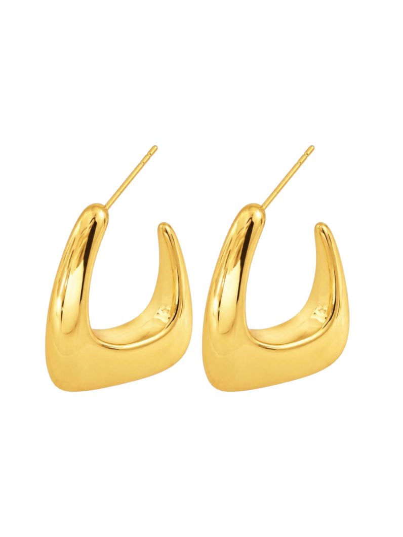 Brinco Folheado a Ouro 18k e Prata Argola Design Quadrado