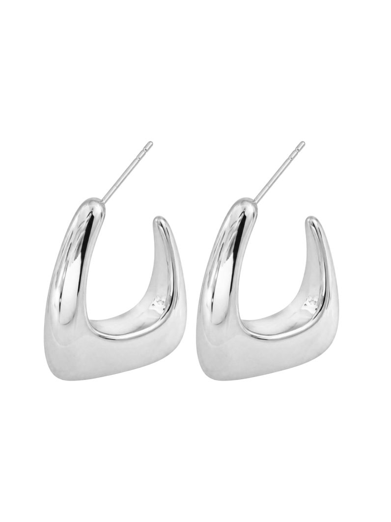 Brinco Folheado a Ouro 18k e Prata Argola Design Quadrado