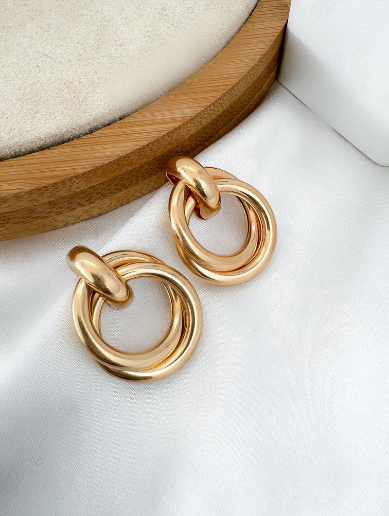 Brinco Folheado a Ouro 18k e Prata Argola Dois Fios Lisos com Ponteira G