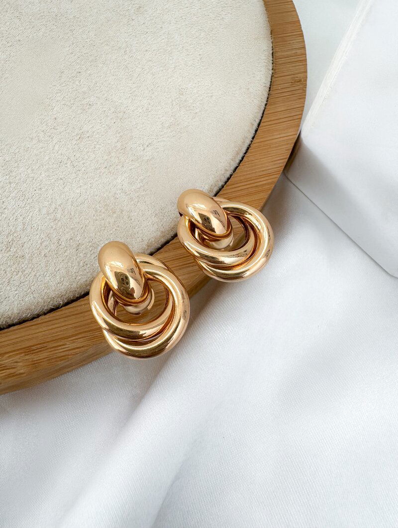 Brinco Folheado a Ouro 18k e Prata Argola Dois Fios Lisos com Ponteira P