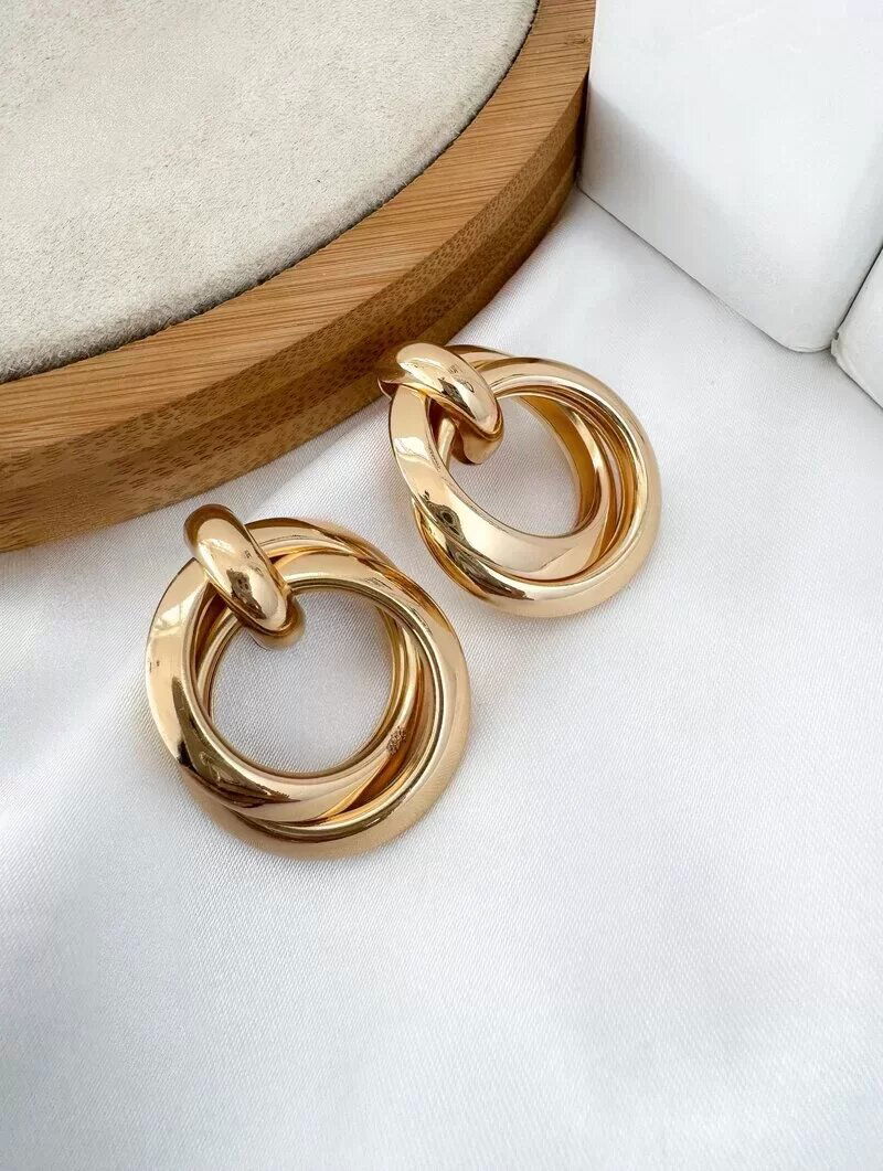 Brinco Folheado a Ouro 18k e Prata Argola Dois Fios Lisos G