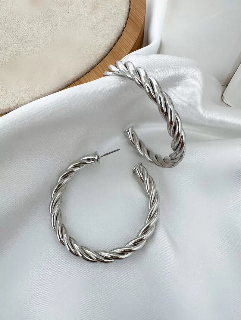 Brinco Folheado a Ouro 18k e Prata Argola Dois Fios Torcida