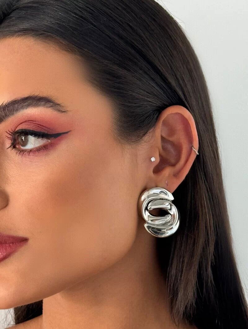 Brinco Folheado a Ouro 18k e Prata Argola Dupla