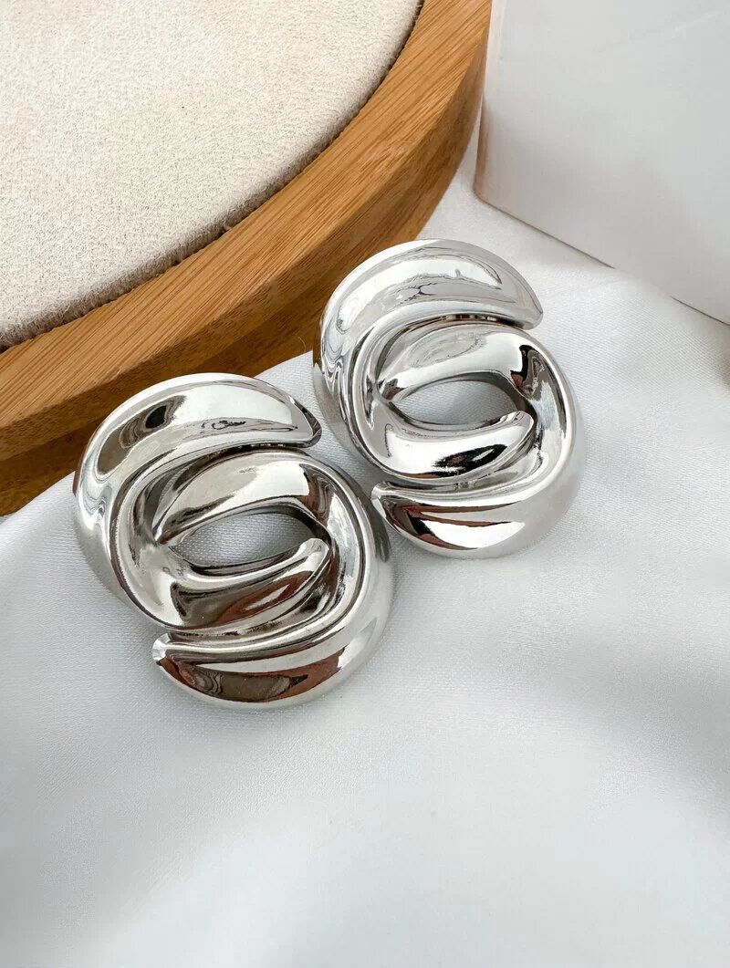 Brinco Folheado a Ouro 18k e Prata Argola Dupla