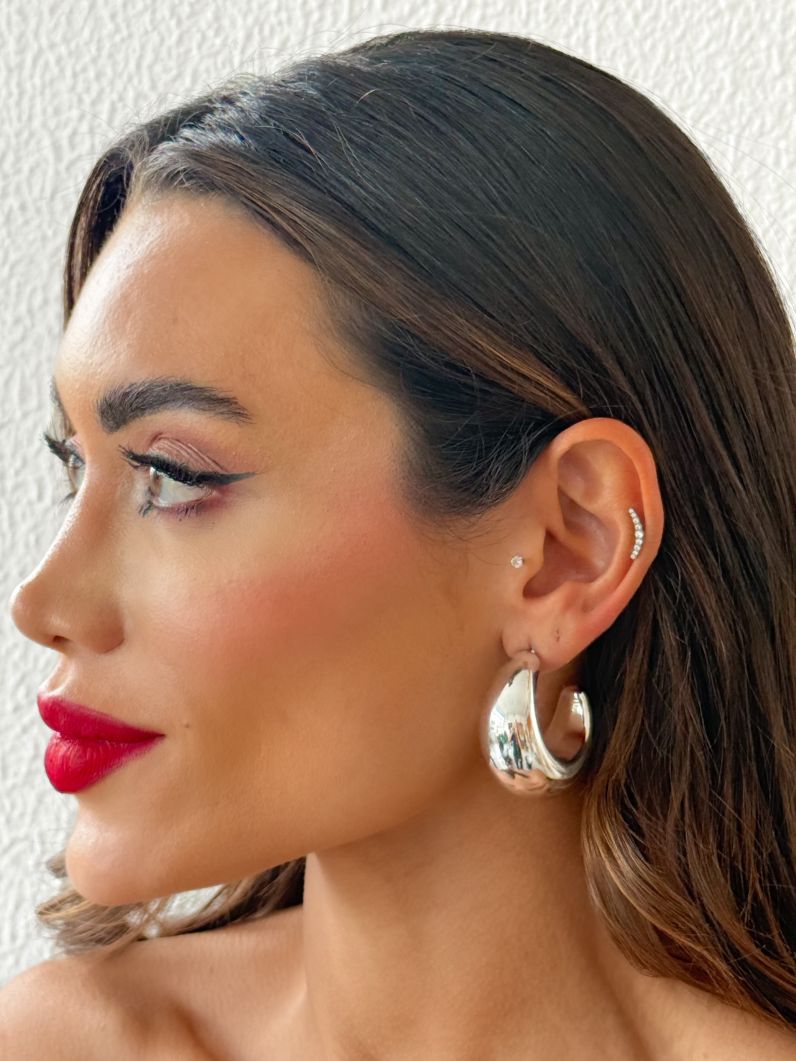 Brinco Folheado a Ouro 18k e Prata Argola em Gota G