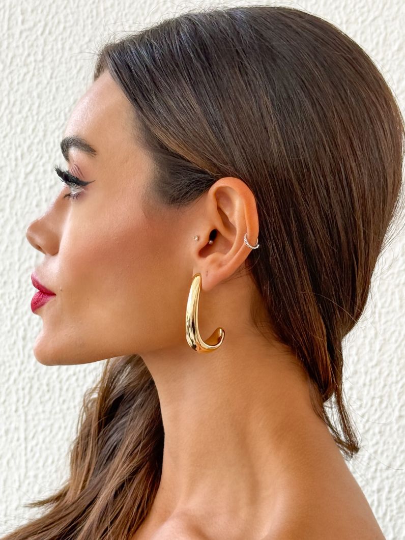 Brinco Folheado a Ouro 18k e Prata Argola Fina