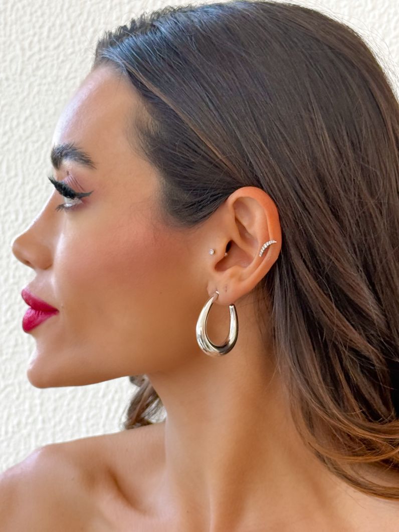 Brinco Folheado a Ouro 18k e Prata Argola Fina Lisa