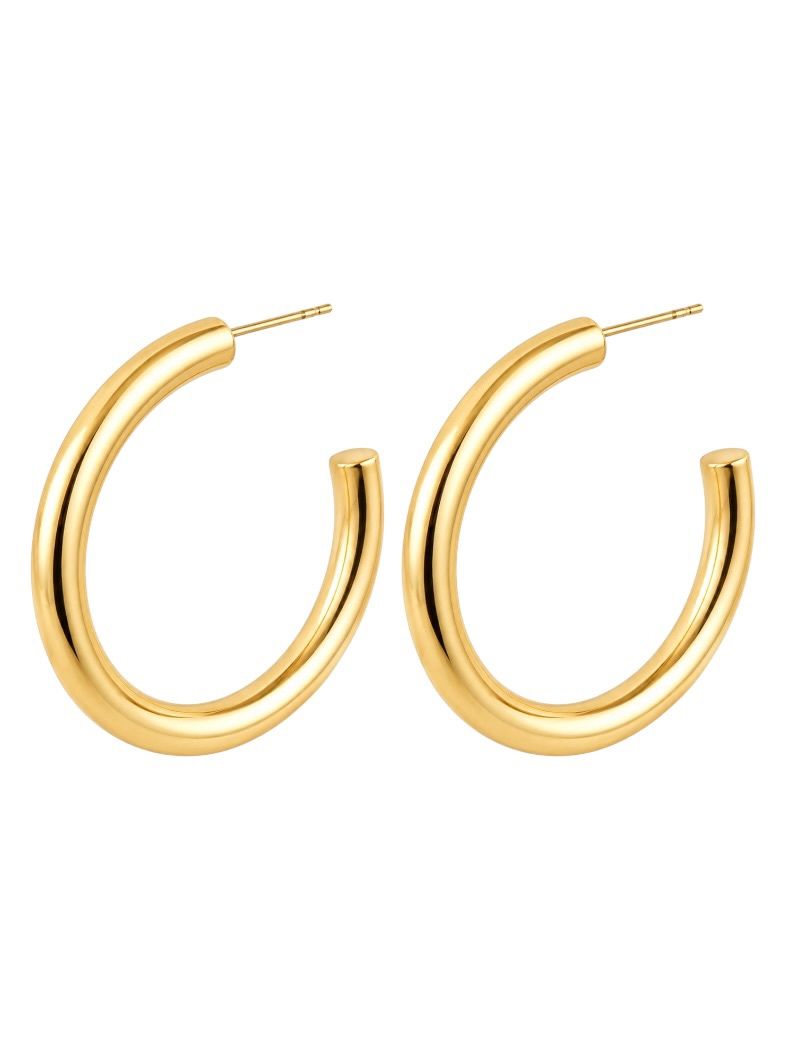 Brinco Folheado a Ouro 18k e Prata Argola Fina Lisa M