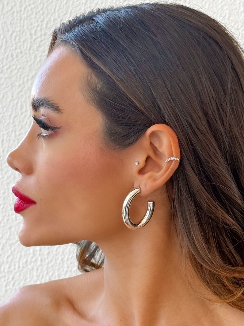 Brinco Folheado a Ouro 18k e Prata Argola Fio Oval