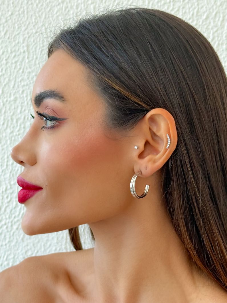 Brinco Folheado a Ouro 18k e Prata Argola Fios