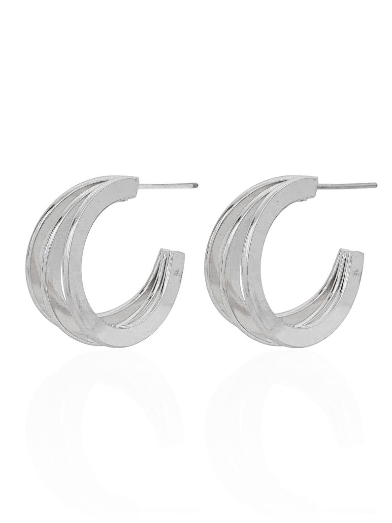 Brinco Folheado a Ouro 18k e Prata Argola Fios Design Reto