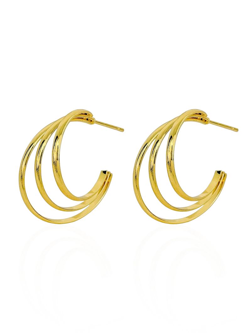 Brinco Folheado a Ouro 18k e Prata Argola Fios Finos