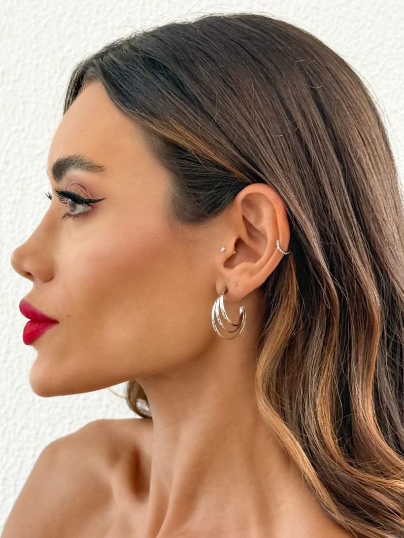 Brinco Folheado a Ouro 18k e Prata Argola Fios Finos