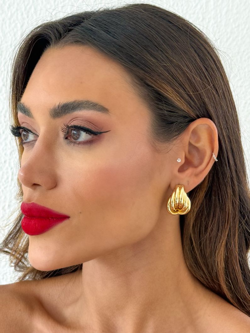 Brinco Folheado a Ouro 18k e Prata Argola Fios Maxi
