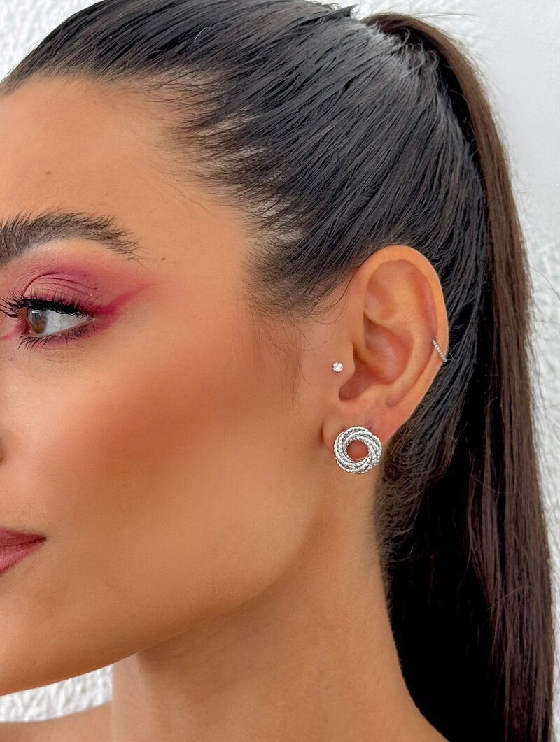 Brinco Folheado a Ouro 18k e Prata Argola Fios Texturizados P