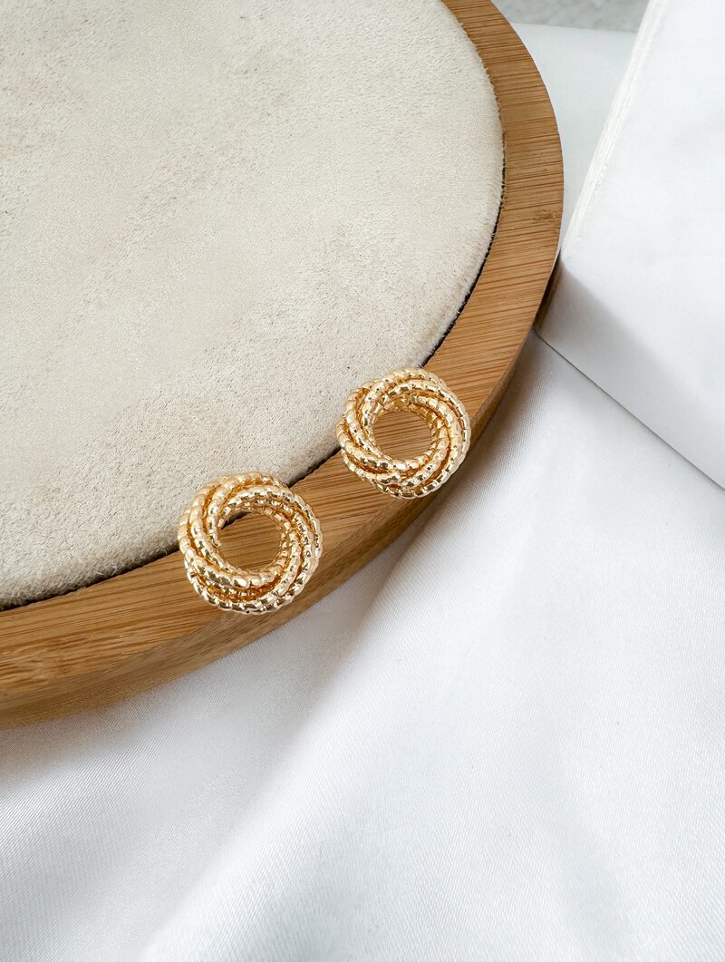 Brinco Folheado a Ouro 18k e Prata Argola Fios Texturizados P