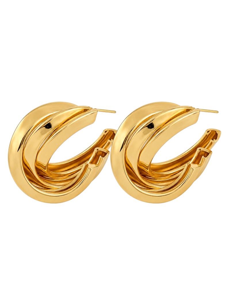 Brinco Folheado a Ouro 18k e Prata Argola Fios Triangulares