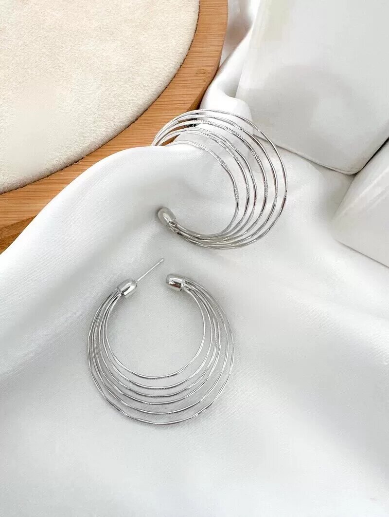 Brinco Folheado a Ouro 18k e Prata Argola Fios Vazados