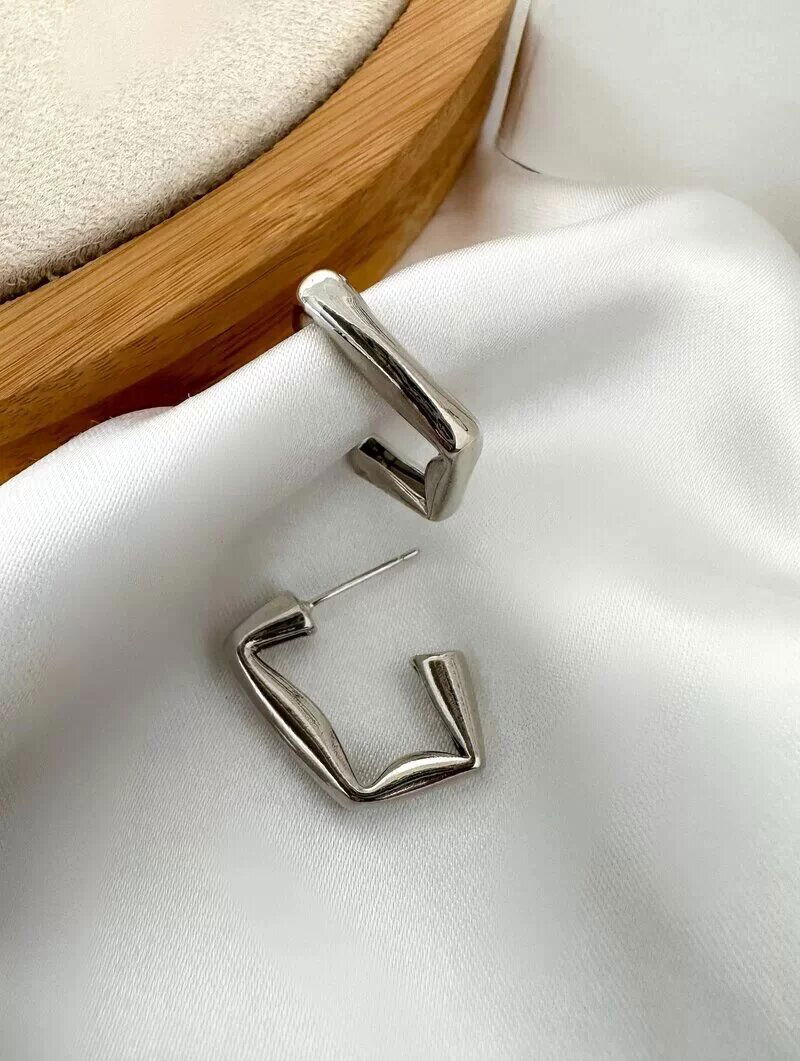 Brinco Folheado a Ouro 18k e Prata Argola Formato Geométrico