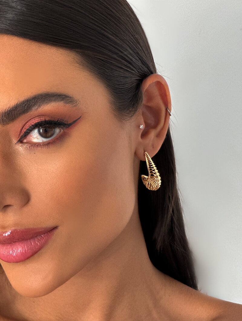 Brinco Folheado a Ouro 18k e Prata Argola Gota Vazada
