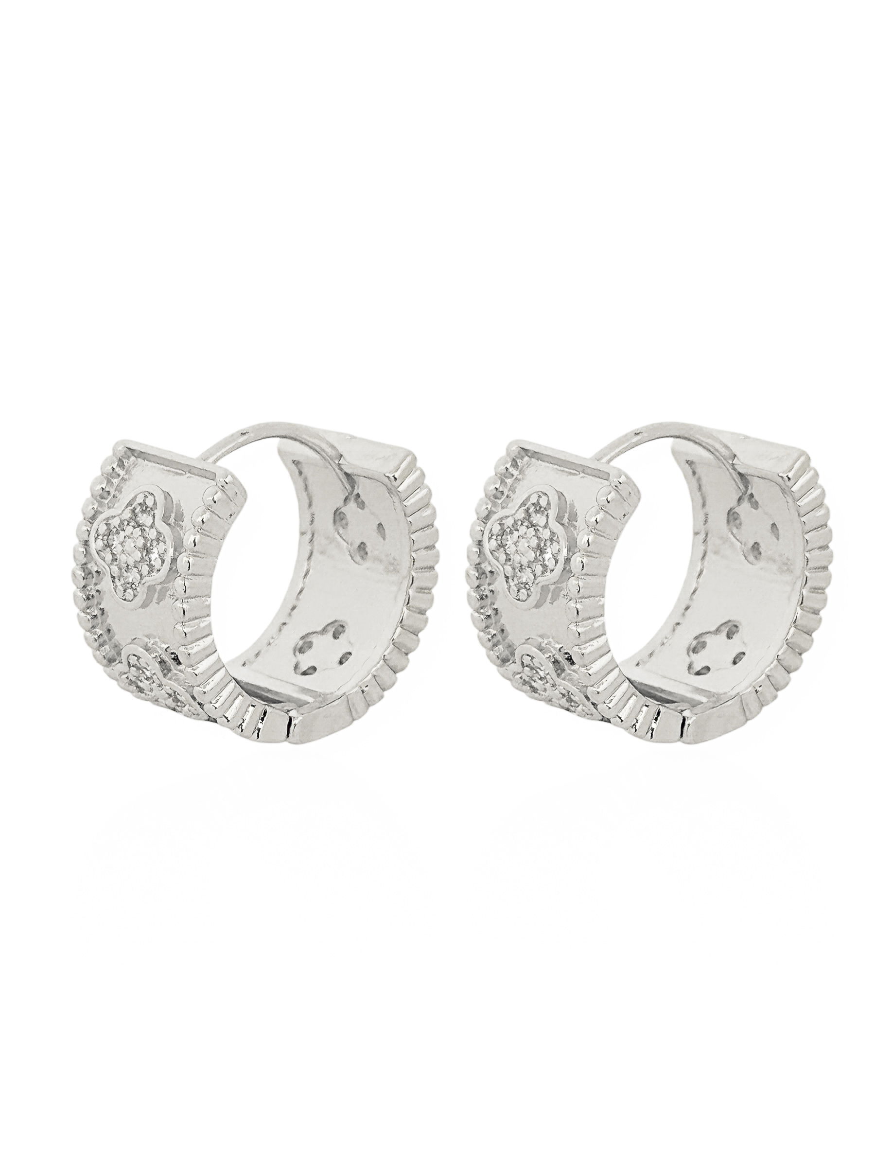 Brinco Folheado a Ouro 18k e Prata Argola Inspiração Vg Detalhada com Zirconias