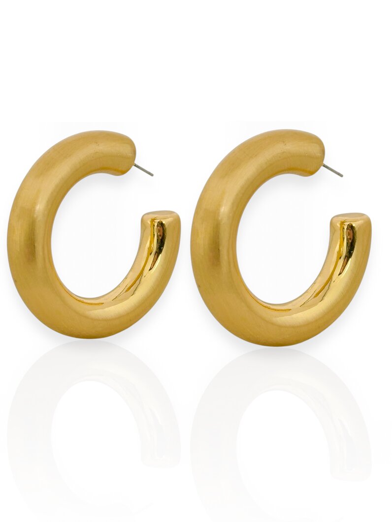 Brinco Folheado a Ouro 18k e Prata Argola Jateada