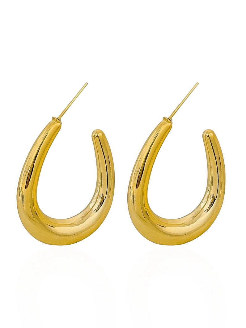Brinco Folheado a Ouro 18k e Prata Argola Lisa