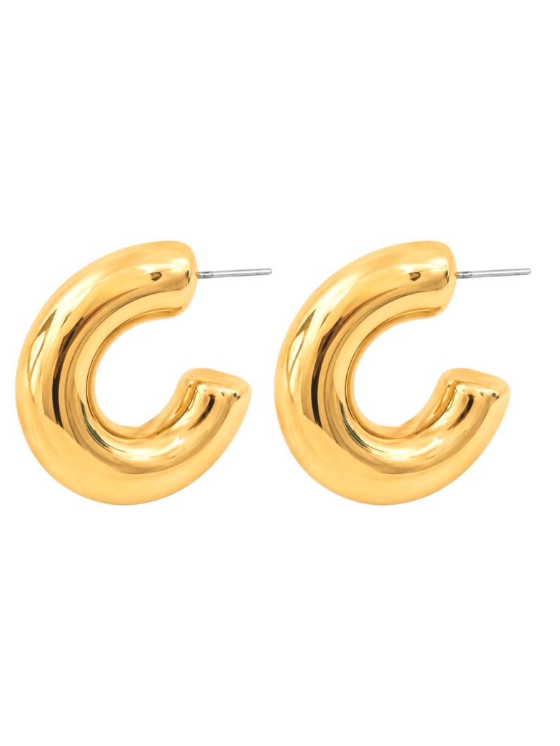 Brinco Folheado a Ouro 18k e Prata Argola Lisa