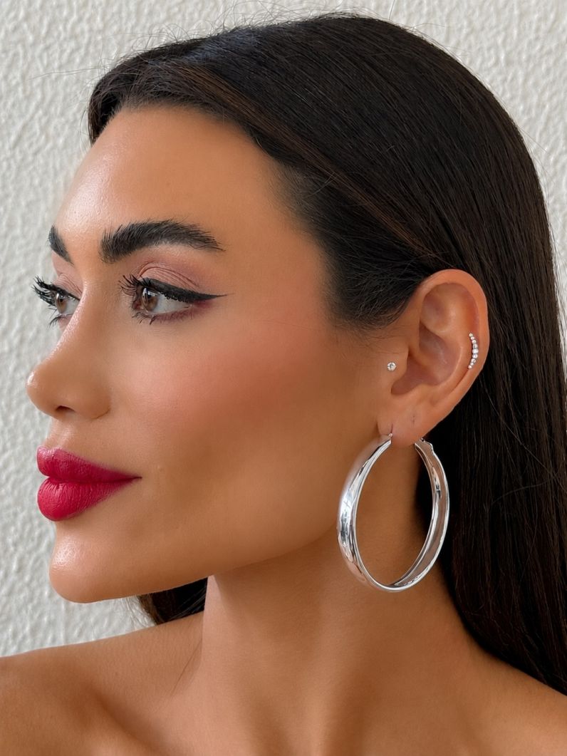 Brinco Folheado a Ouro 18k e Prata Argola Lisa