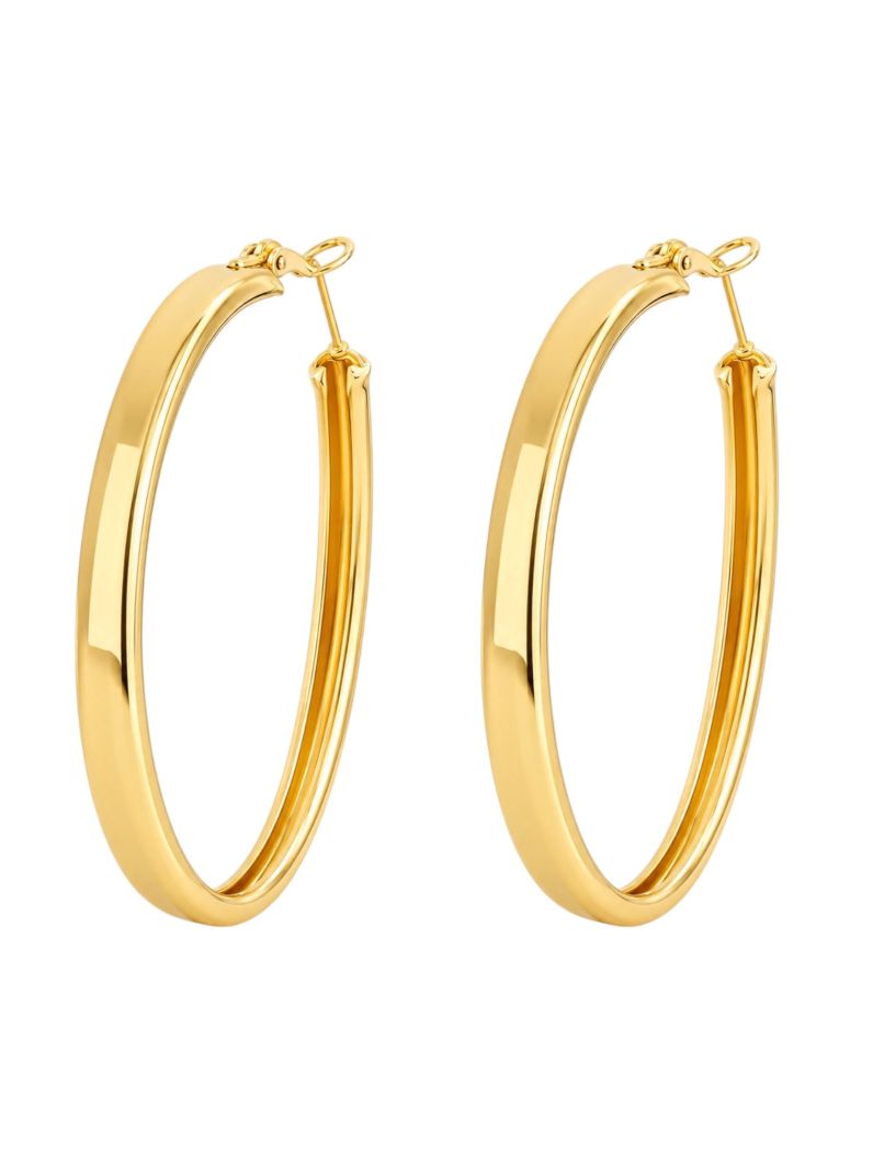 Brinco Folheado a Ouro 18k e Prata Argola Lisa Curvada