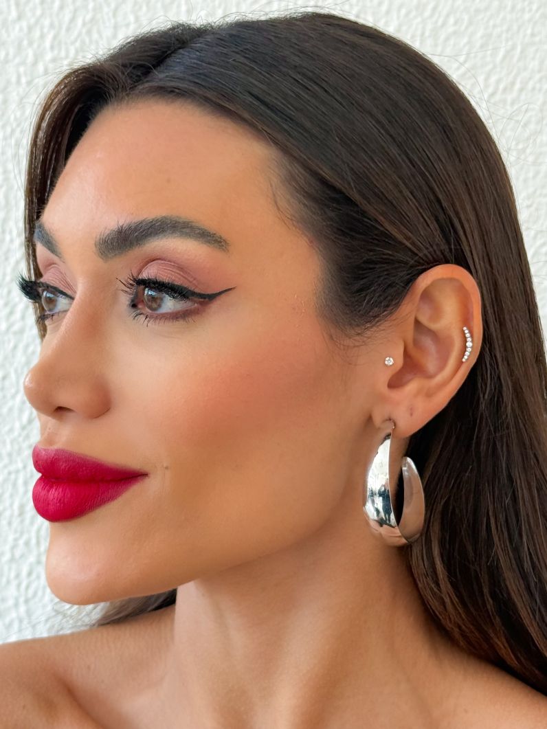 Brinco Folheado a Ouro 18k e Prata Argola Longa