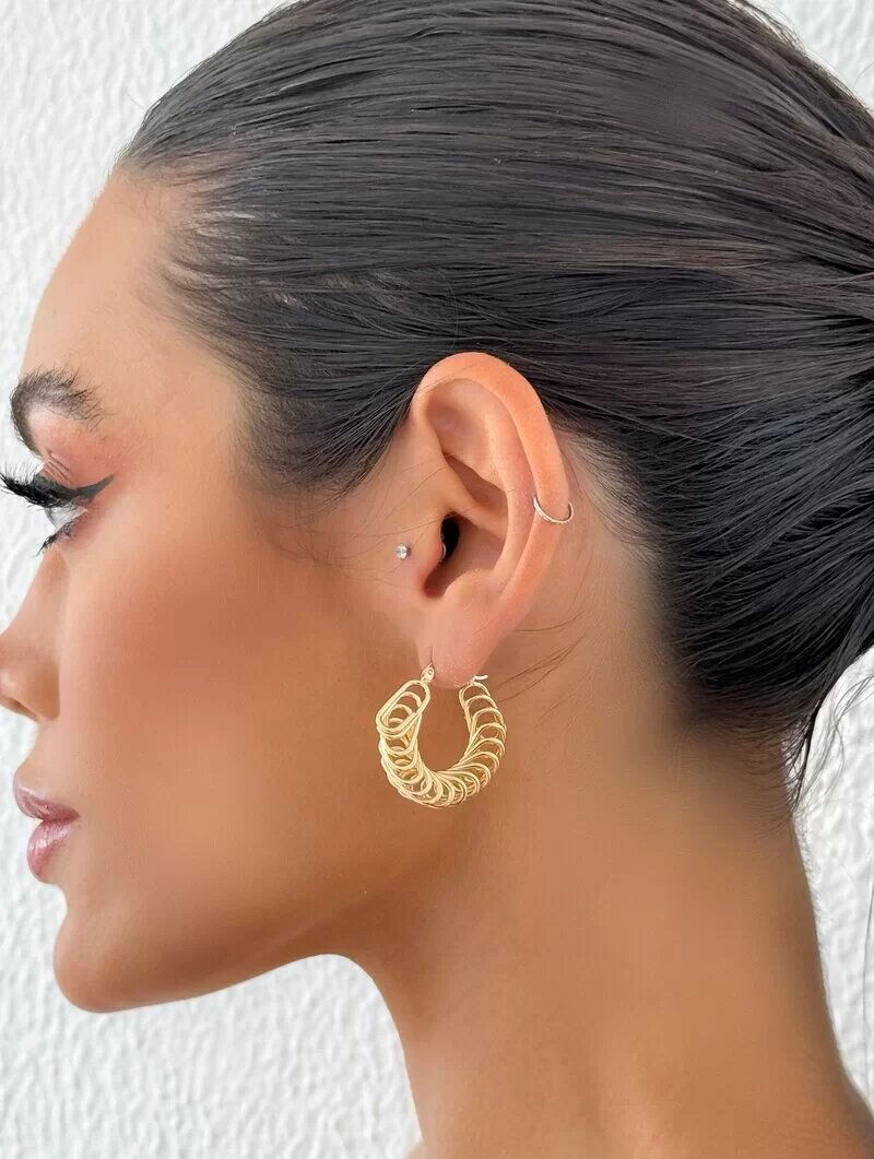 Brinco Folheado a Ouro 18k e Prata Argola Mola