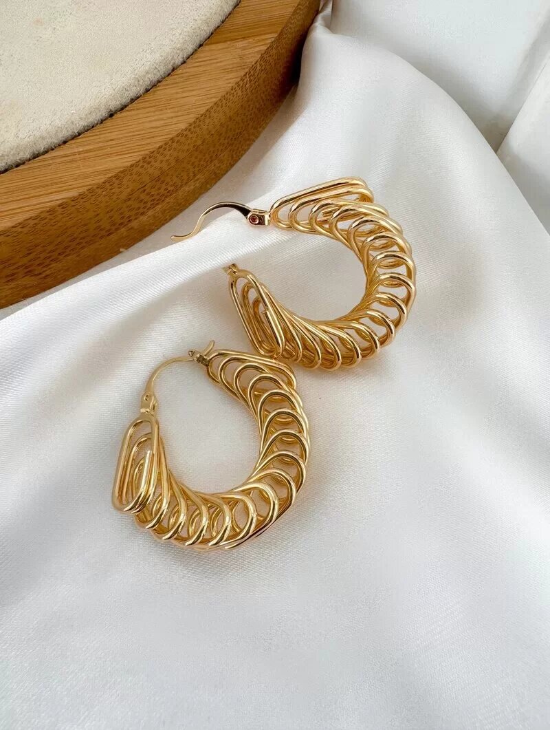 Brinco Folheado a Ouro 18k e Prata Argola Mola