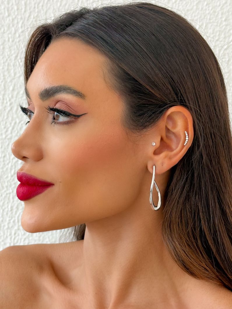 Brinco Folheado a Ouro 18k e Prata Argola Organica