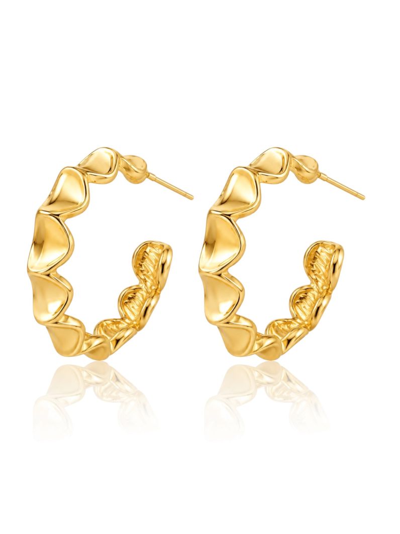 Brinco Folheado a Ouro 18k e Prata Argola Orgânica