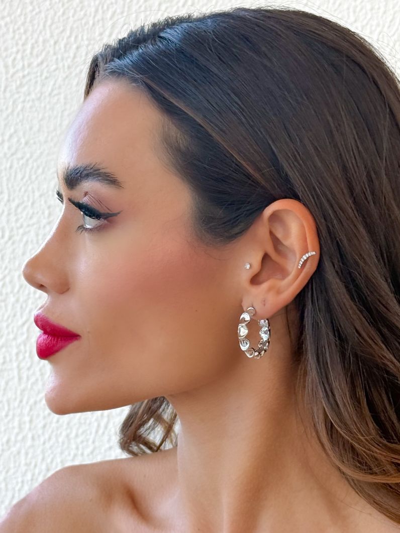 Brinco Folheado a Ouro 18k e Prata Argola Orgânica