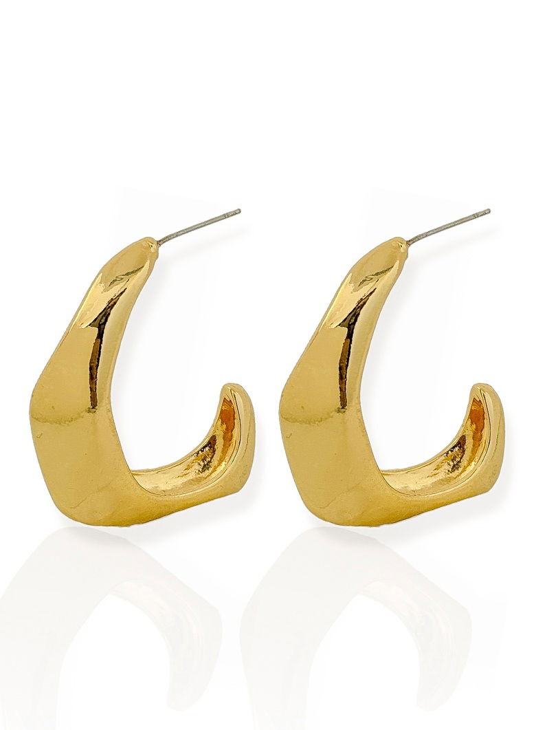 Brinco Folheado a Ouro 18k e Prata Argola Organica Curva