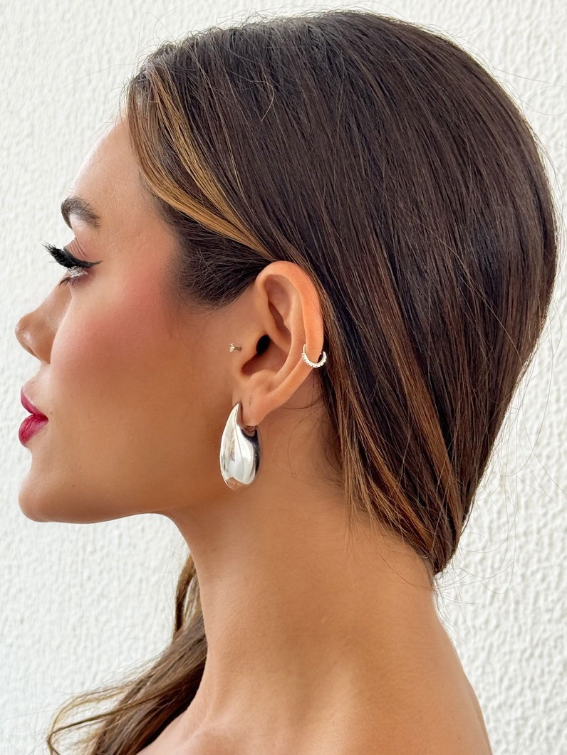 Brinco Folheado a Ouro 18K e Prata Orgânico Maxi Liso
