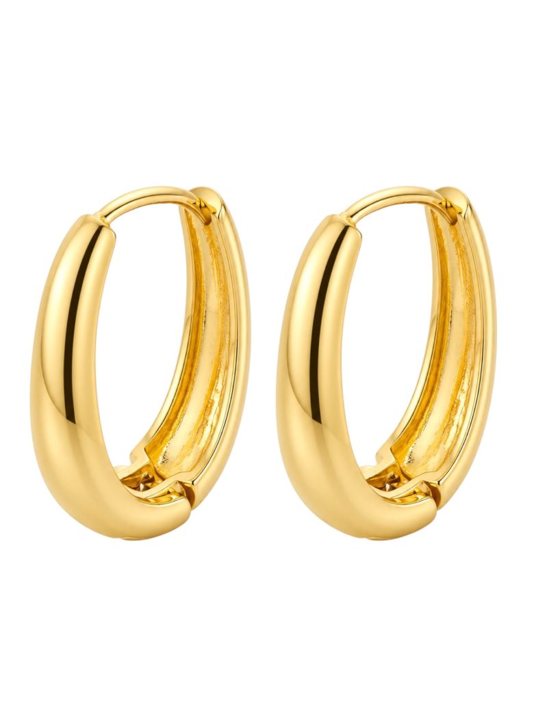 Brinco Folheado a Ouro 18k e Prata Argola Oval Lisa