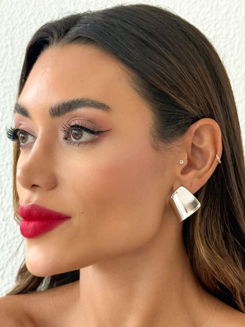 Brinco Folheado a Ouro 18k e Prata Argola Placa Lisa
