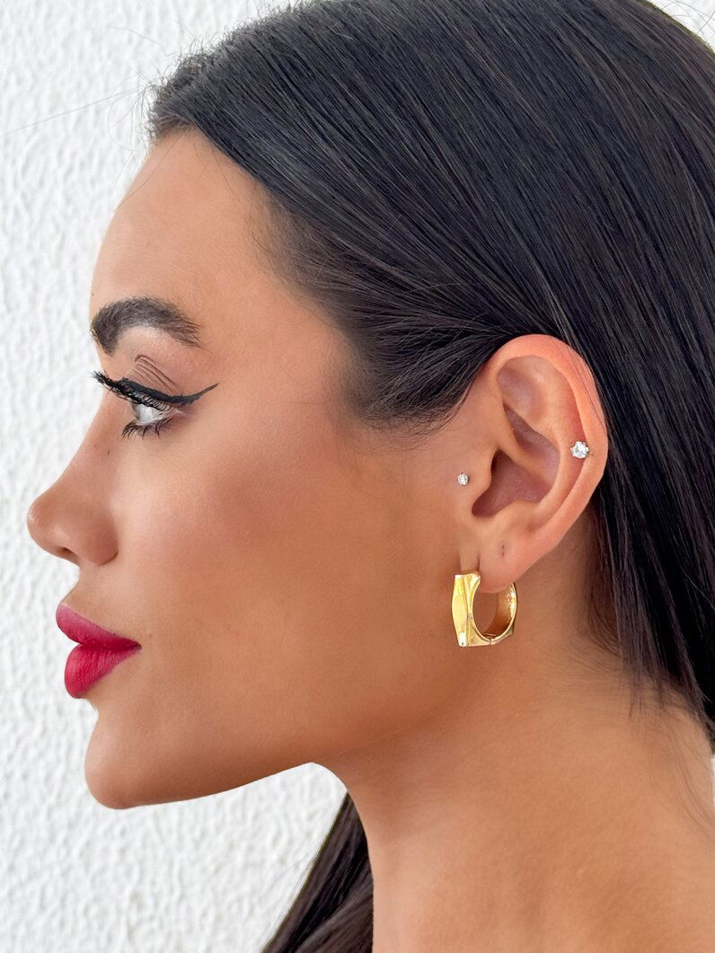 Brinco Folheado a Ouro 18k e Prata Argola Quadrada