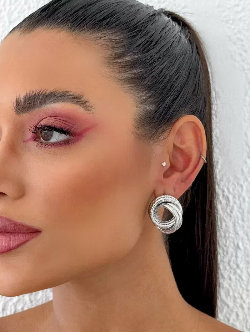 Brinco Folheado a Ouro 18k e Prata Argola Quatro Fios Entrelaçados G